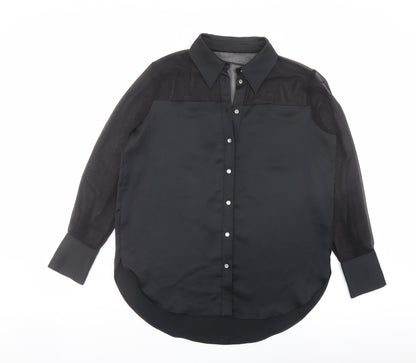 Womens UK Size 10 River Island Black Basic Button-Up