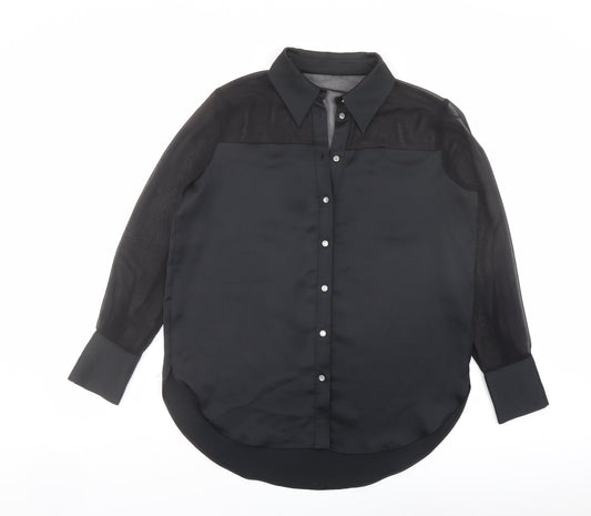 Womens UK Size 10 River Island Black Basic Button-Up