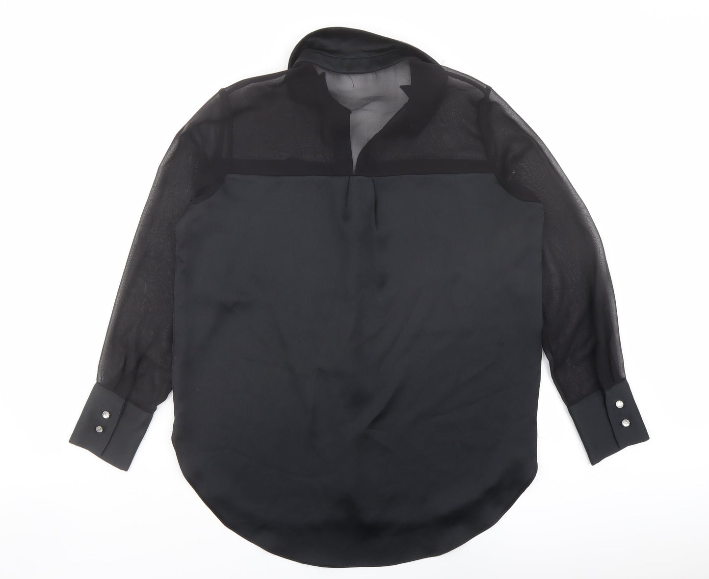 Womens UK Size 10 River Island Black Basic Button-Up