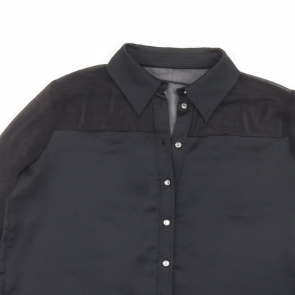 Womens UK Size 10 River Island Black Basic Button-Up