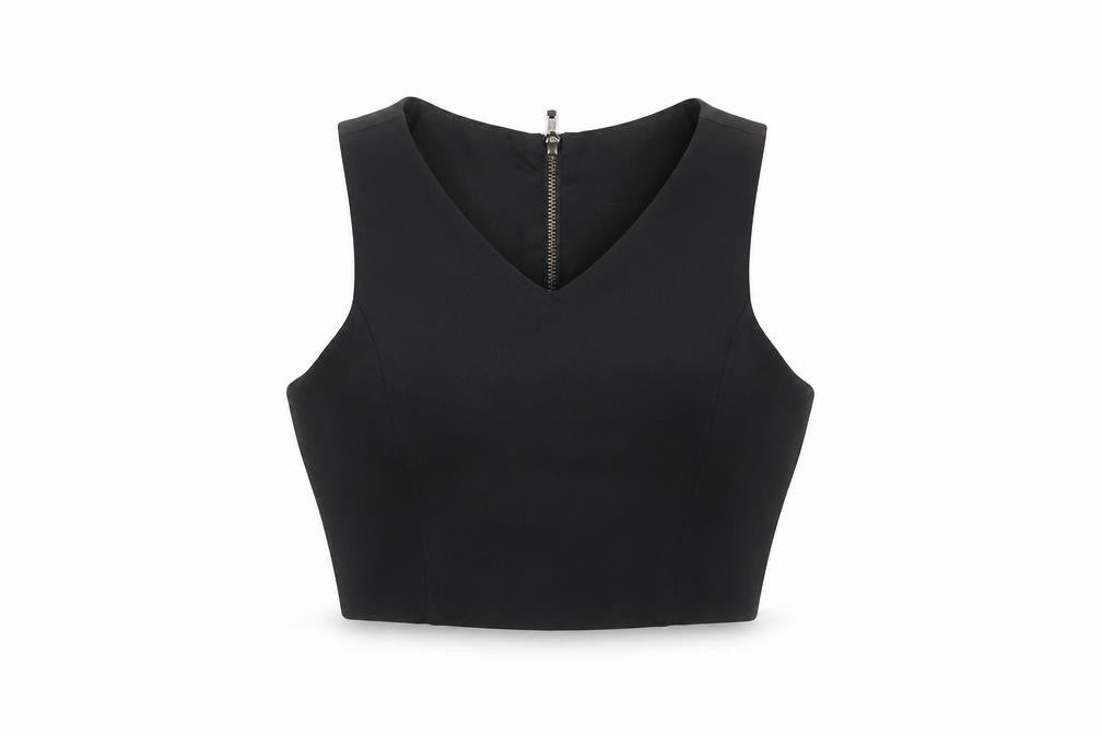 Womens UK Size 10 Topshop Black Cropped Tank