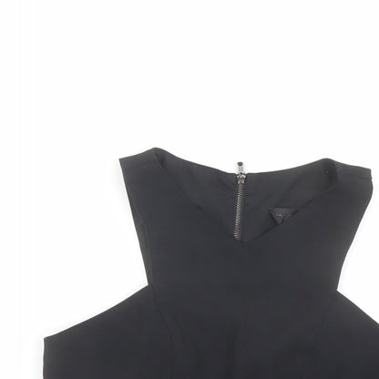 Womens UK Size 10 Topshop Black Cropped Tank