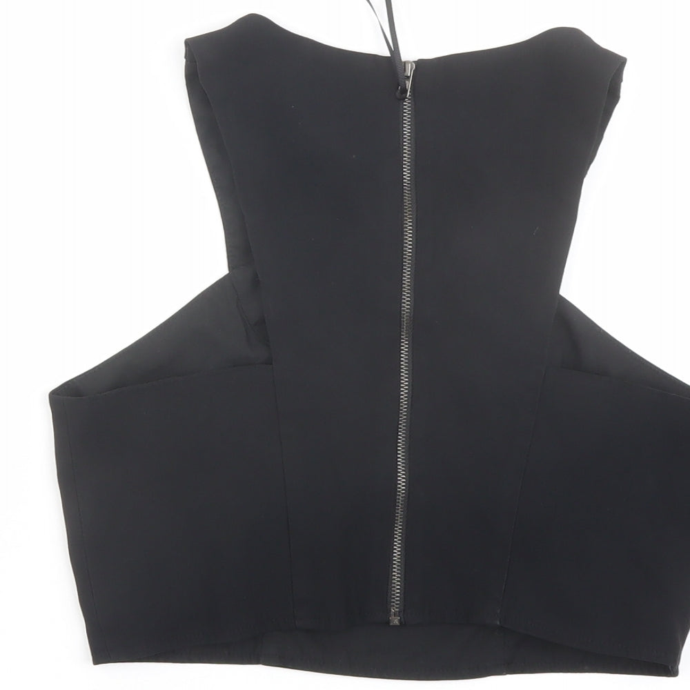Womens UK Size 10 Topshop Black Cropped Tank