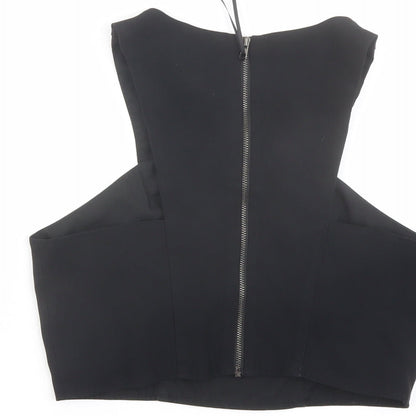Womens UK Size 10 Topshop Black Cropped Tank