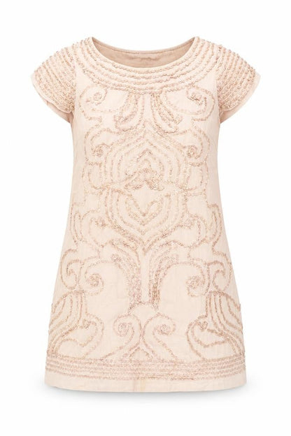 Blank Womens Pink Silk A-Line Size M Round Neck Zip