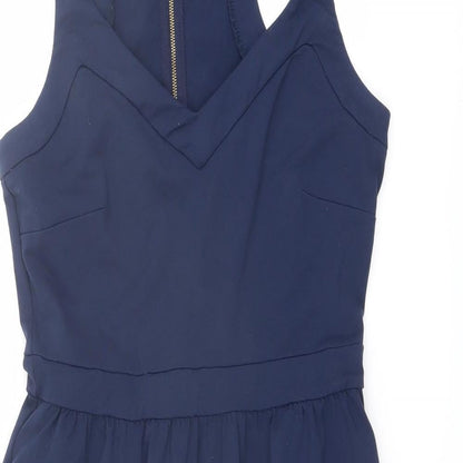 Cynthia Rowley Womens Blue Nylon A-Line Size M V-Neck Zip