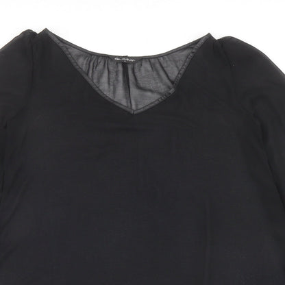 Miss Selfridge Womens Black Polyester Basic Blouse Size 6 V-Neck