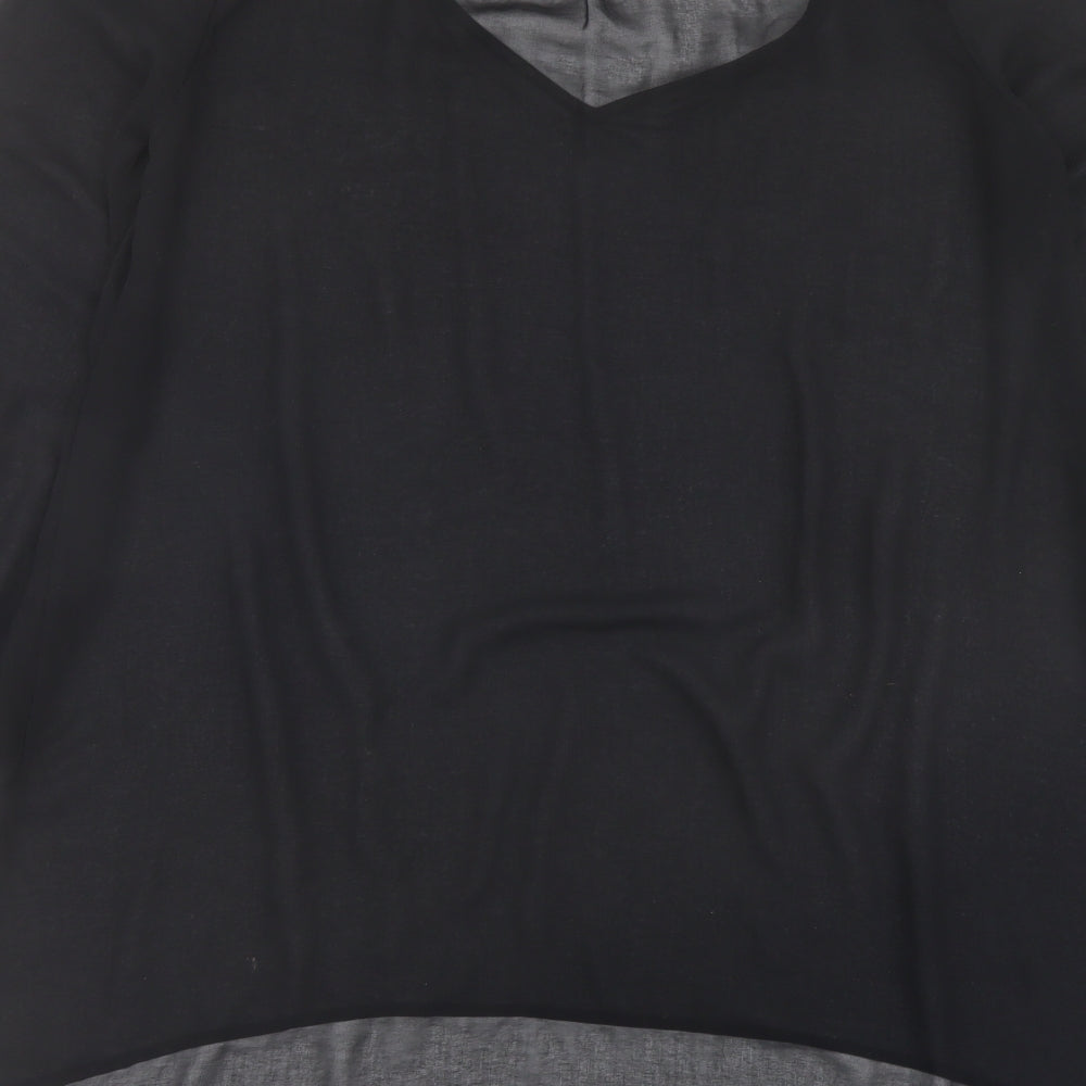 Miss Selfridge Womens Black Polyester Basic Blouse Size 6 V-Neck