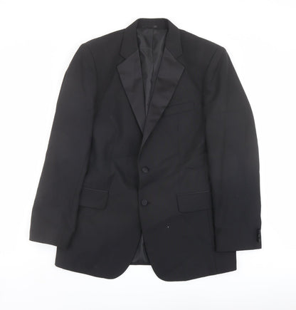 Additional front view of Clemont Dirext men’s black polyester tuxedo suit jacket, size 40, regular