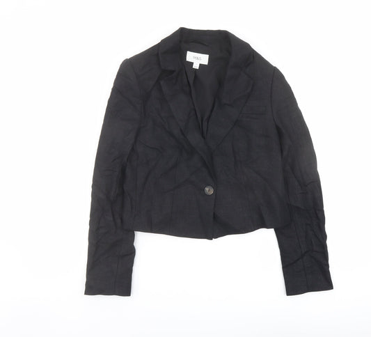 Marks and Spencer Womens Black Linen Jacket Blazer Size 8