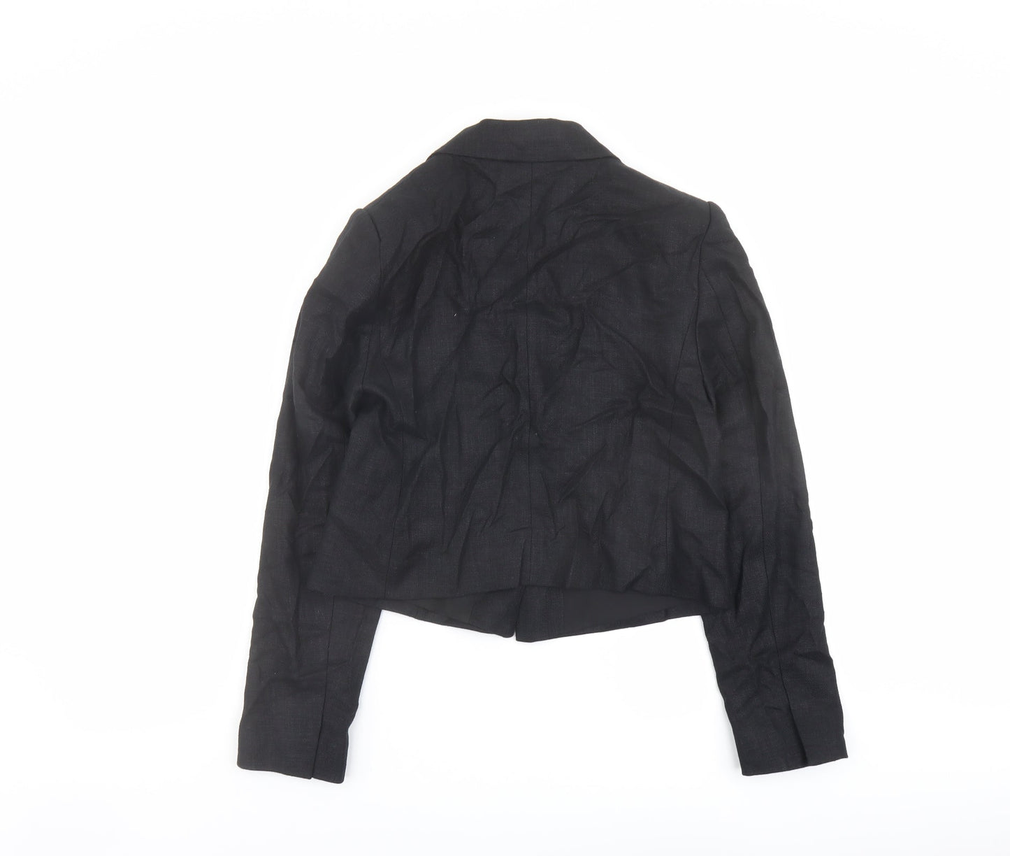 Marks and Spencer Womens Black Linen Jacket Blazer Size 8