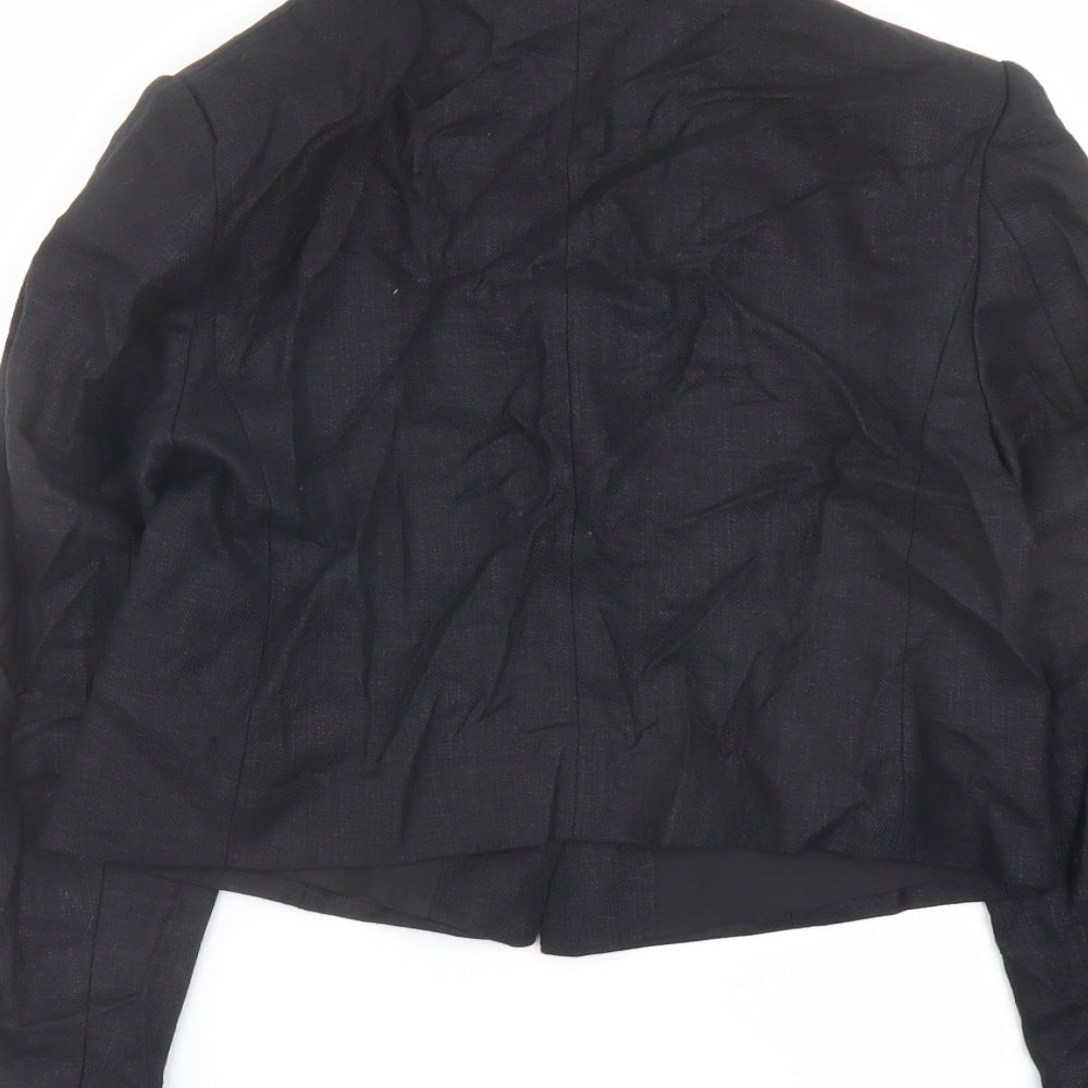 Marks and Spencer Womens Black Linen Jacket Blazer Size 8