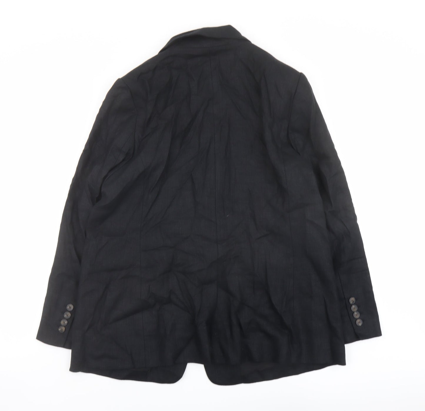 Marks and Spencer Womens Black Herringbone Polyester Jacket Blazer Size 8