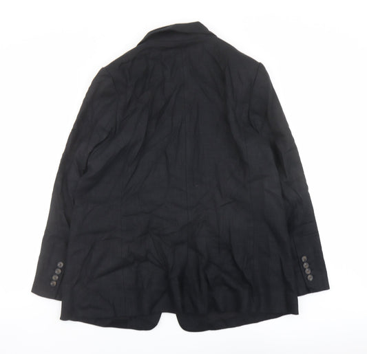 Marks and Spencer Womens Black Herringbone Polyester Jacket Blazer Size 8