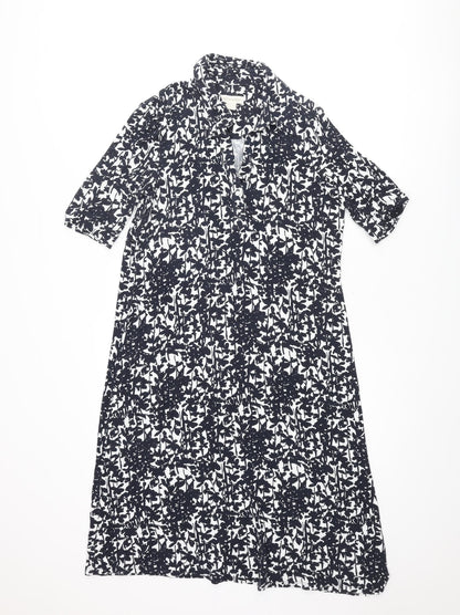 Monsoon Womens Blue Geometric Viscose A-Line Size 10 Collared Pullover