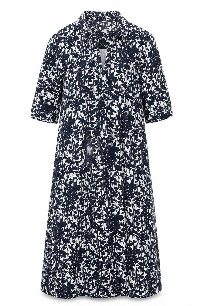 Monsoon Womens Blue Geometric Viscose A-Line Size 10 Collared Pullover