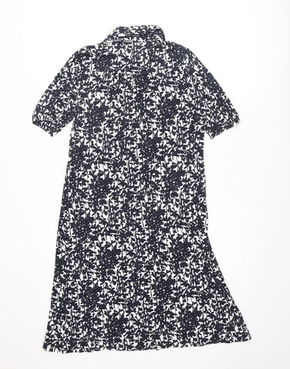 Monsoon Womens Blue Geometric Viscose A-Line Size 10 Collared Pullover