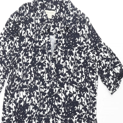 Monsoon Womens Blue Geometric Viscose A-Line Size 10 Collared Pullover