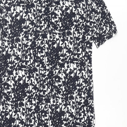 Monsoon Womens Blue Geometric Viscose A-Line Size 10 Collared Pullover