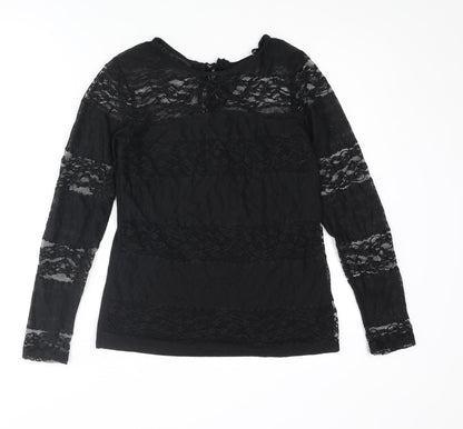 Womens UK Size 10 Dorothy Perkins Black Basic T-Shirt