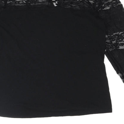 Womens UK Size 10 Dorothy Perkins Black Basic T-Shirt