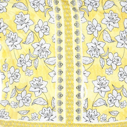 Olsen Womens Yellow Floral Polyester Basic T-Shirt Size 14 Round Neck