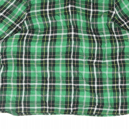Twist & Tango Womens Green Plaid Polyester Basic Button-Up Size 8 Round Neck