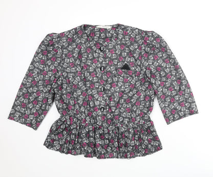 Womens UK Size 16 Debenhams Black Basic Button-Up