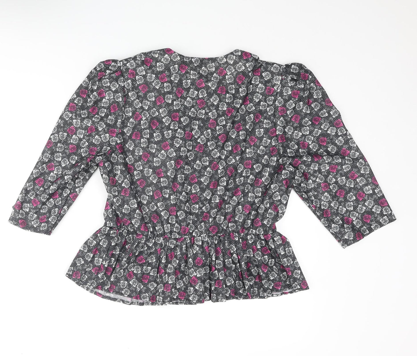 Womens UK Size 16 Debenhams Black Basic Button-Up