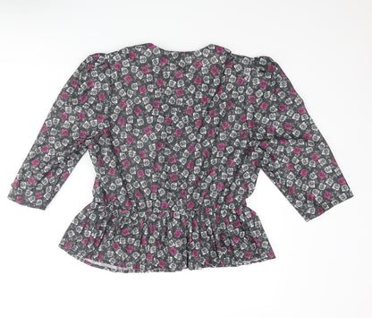 Womens UK Size 16 Debenhams Black Basic Button-Up
