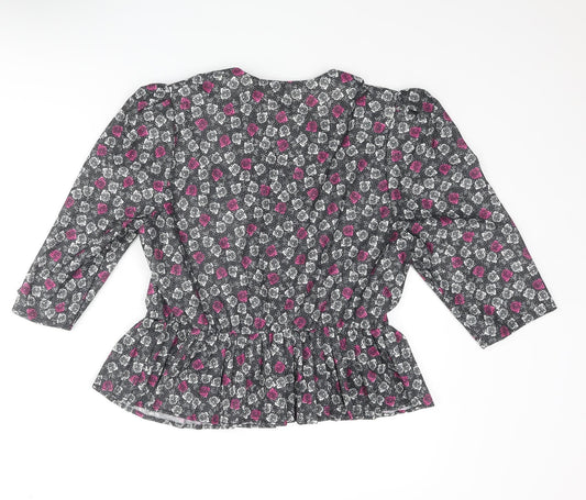 Womens UK Size 16 Debenhams Black Basic Button-Up
