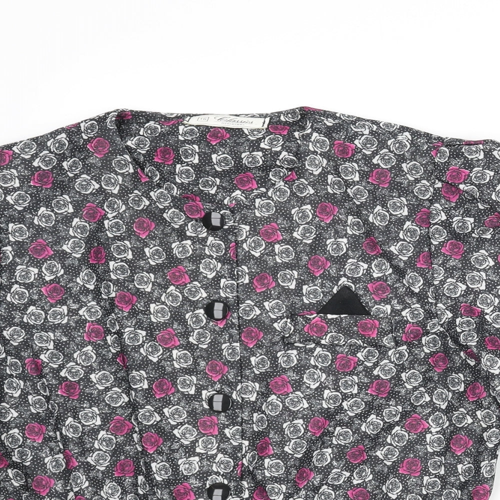 Womens UK Size 16 Debenhams Black Basic Button-Up