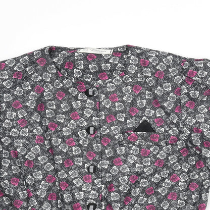 Womens UK Size 16 Debenhams Black Basic Button-Up