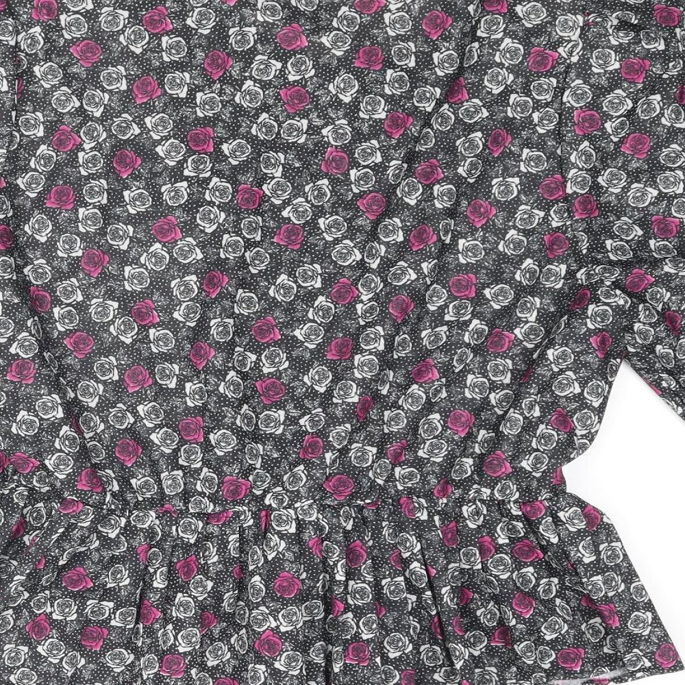 Womens UK Size 16 Debenhams Black Basic Button-Up