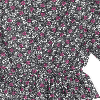 Womens UK Size 16 Debenhams Black Basic Button-Up