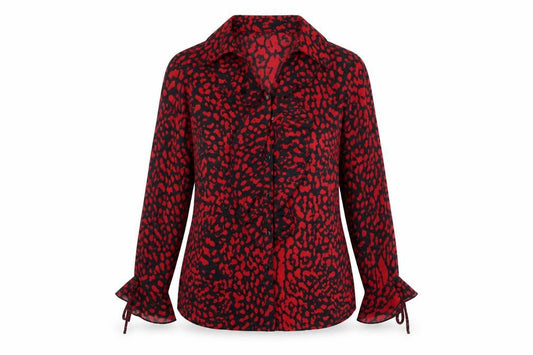 Womens UK Size 12 Daxon Red Basic Button-Up