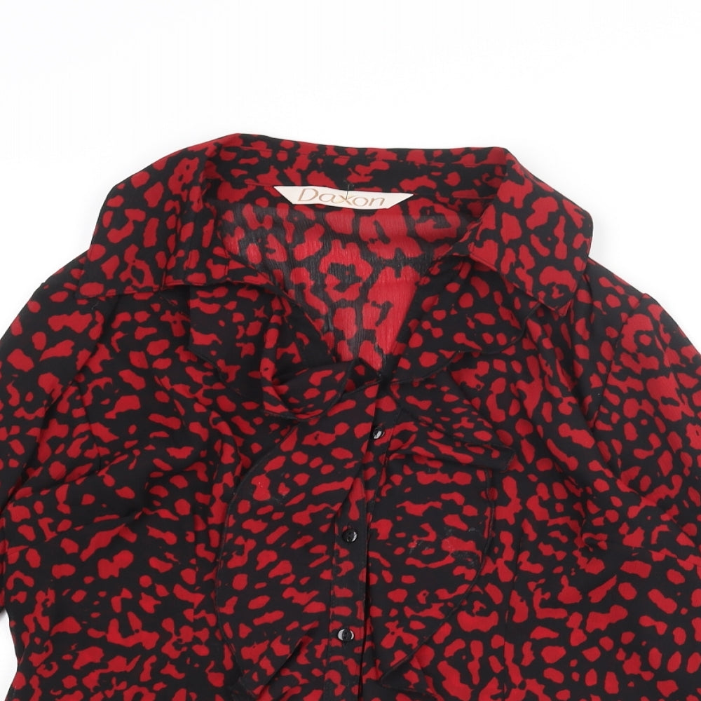Womens UK Size 12 Daxon Red Basic Button-Up