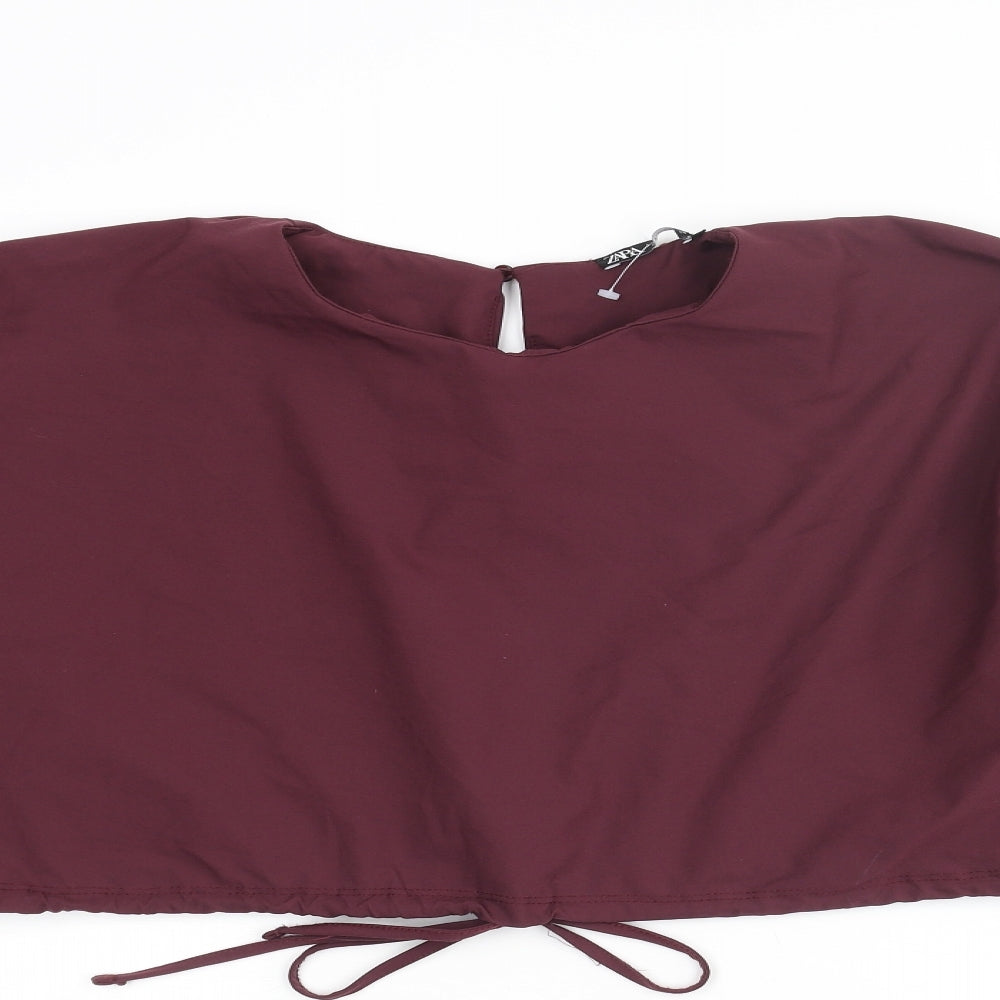 Womens UK Size L Zara Purple Cropped Blouse
