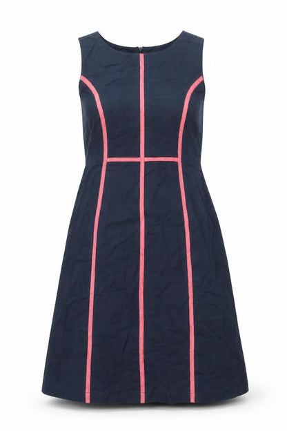 Alice Collins Womens Blue Cotton A-Line Size 10 Round Neck Zip