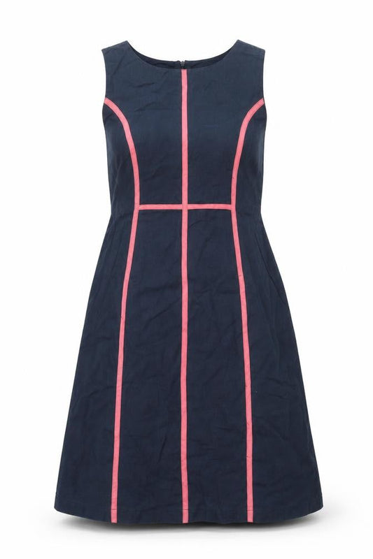 Alice Collins Womens Blue Cotton A-Line Size 10 Round Neck Zip