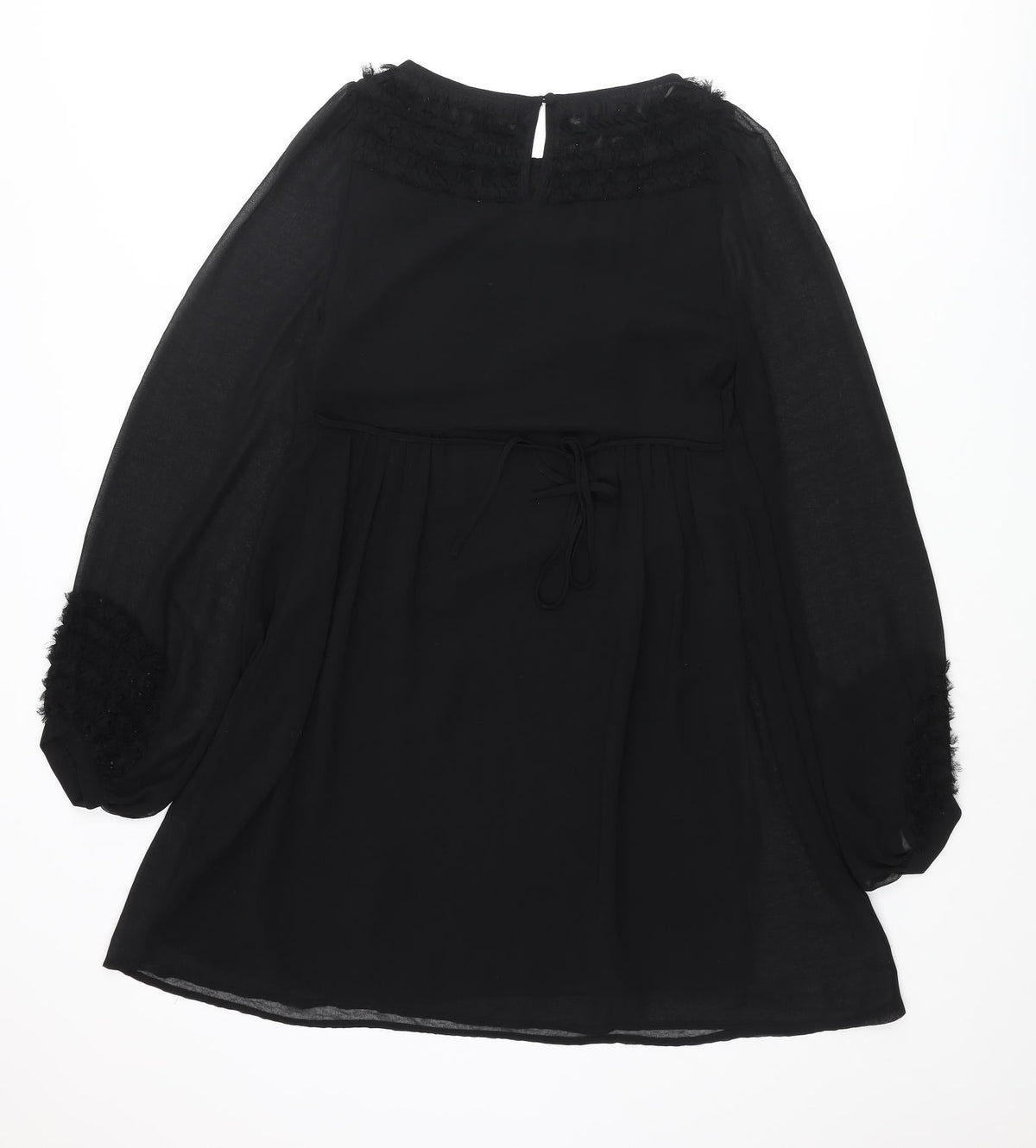 Warehouse Womens Black Polyester A-Line Size 10 Round Neck Button