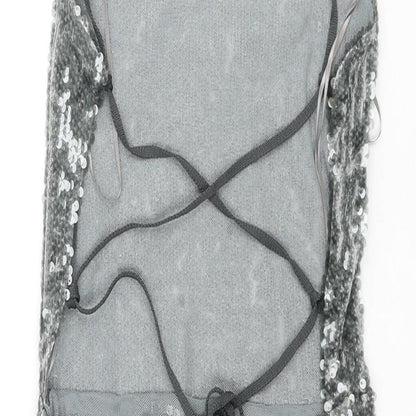 Zara Womens Grey Polyester Mini Size S Halter Lace Up - Open Back