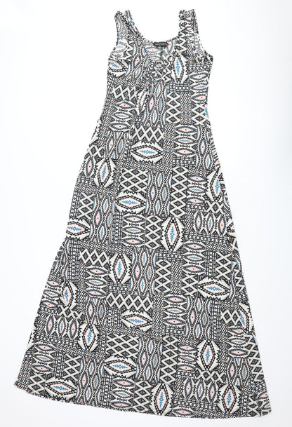 Dorothy Perkins Womens Multicoloured Geometric Polyester Maxi Size 12 Scoop Neck Pullover