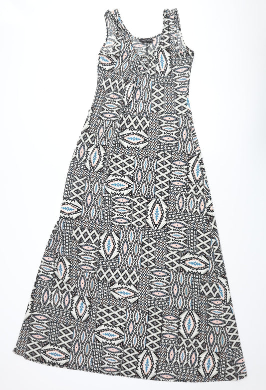 Dorothy Perkins Womens Multicoloured Geometric Polyester Maxi Size 12 Scoop Neck Pullover