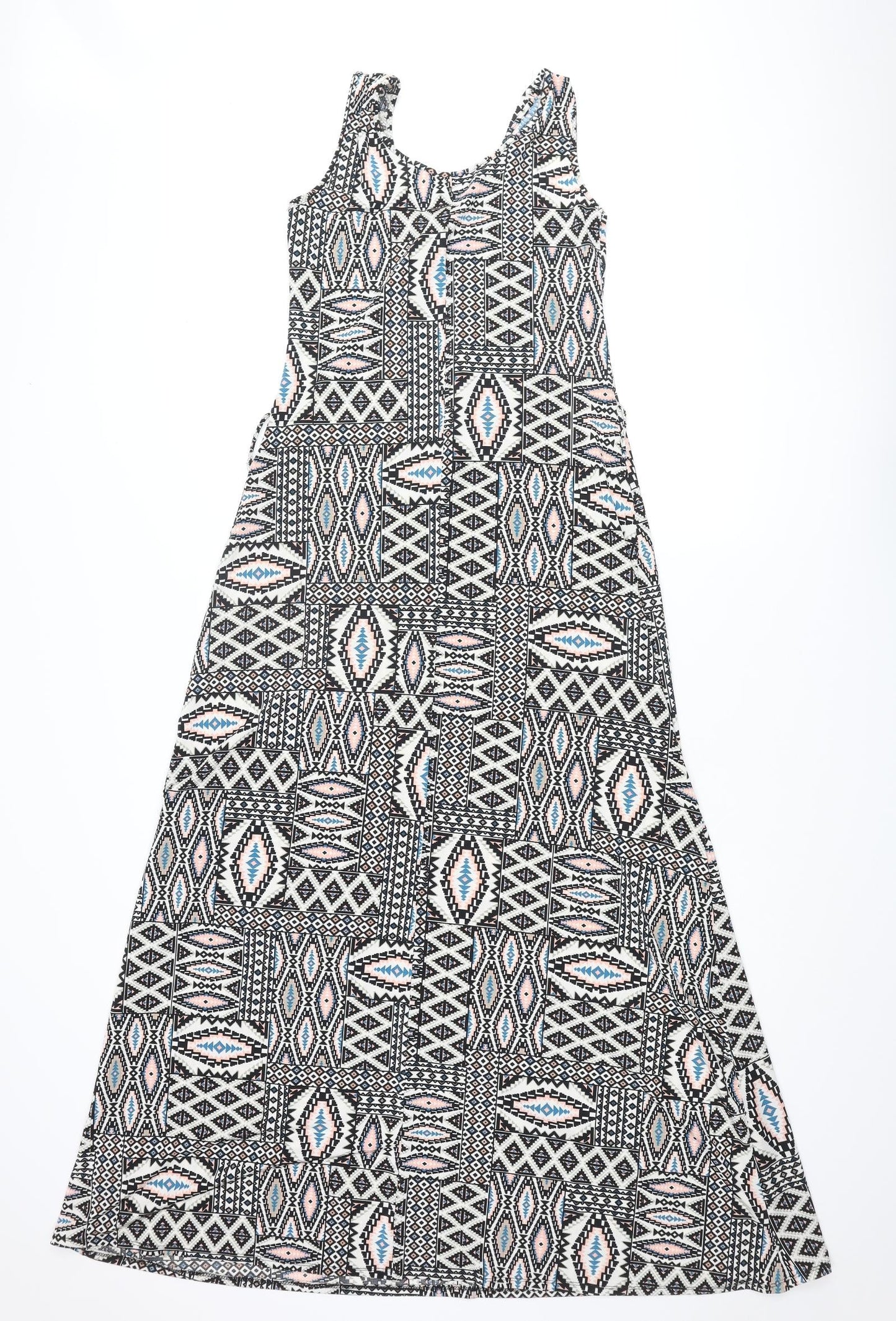 Dorothy Perkins Womens Multicoloured Geometric Polyester Maxi Size 12 Scoop Neck Pullover