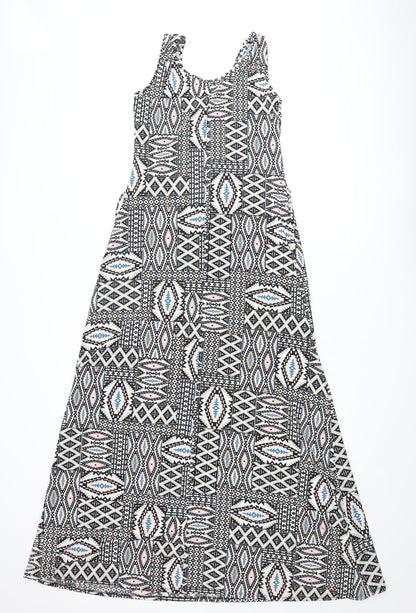 Dorothy Perkins Womens Multicoloured Geometric Polyester Maxi Size 12 Scoop Neck Pullover