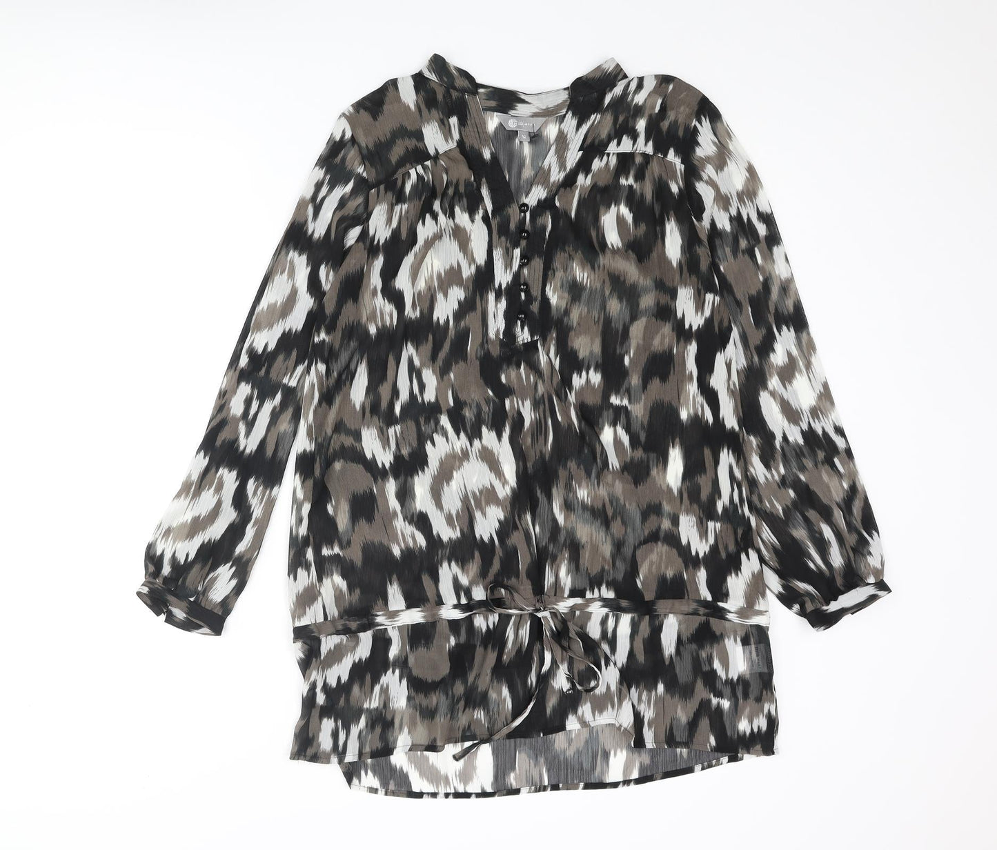 Mia Moda Womens Multicoloured Geometric Polyester Shift Size 12 V-Neck Button