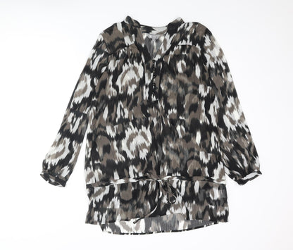 Mia Moda Womens Multicoloured Geometric Polyester Shift Size 12 V-Neck Button