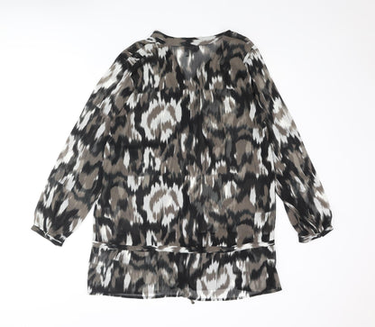 Mia Moda Womens Multicoloured Geometric Polyester Shift Size 12 V-Neck Button