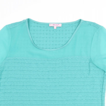 Per Una Womens Blue Polyester Basic T-Shirt Size 14 Round Neck